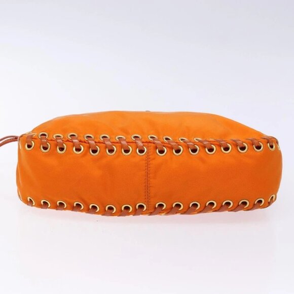 PRADA Accessory Pouch Nylon Orange Gold Auth 139357 - Picture 7 of 16